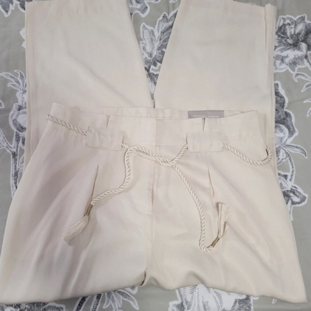 Chico's Off White High Waisted Trousers with Rope Belt Chico's Size 1.5 (10) NWT